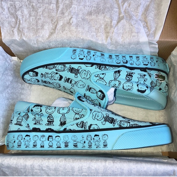 NEW LACOSTE X Sneakers Peanuts Jump Serve Slip-On Shoes BLUE Size 7.5 6Y UNISEX - Picture 8 of 16
